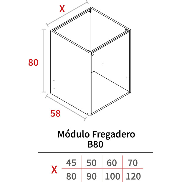 MODULO FREGADERO 800x600x580 GRIS HIDR.