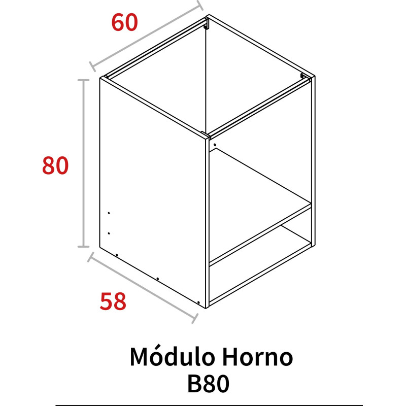 MODULO HORNO 800X600X580 GRIS HIDR.