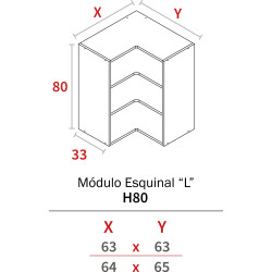 MODULO ESQUINAL ALTO 800x650x640 GRIS HIDR.