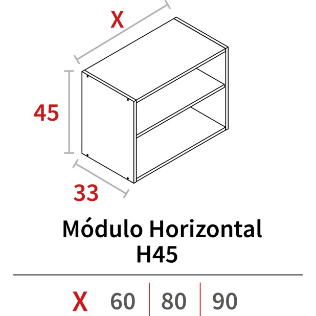 MODULO HORIZONTAL 450x900x330 GRIS HIDR.