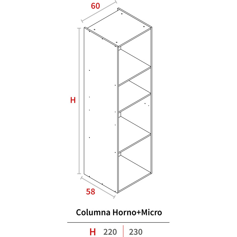 COLUM.HORNO-MICRO 2300x600x580 GRIS HIDR.