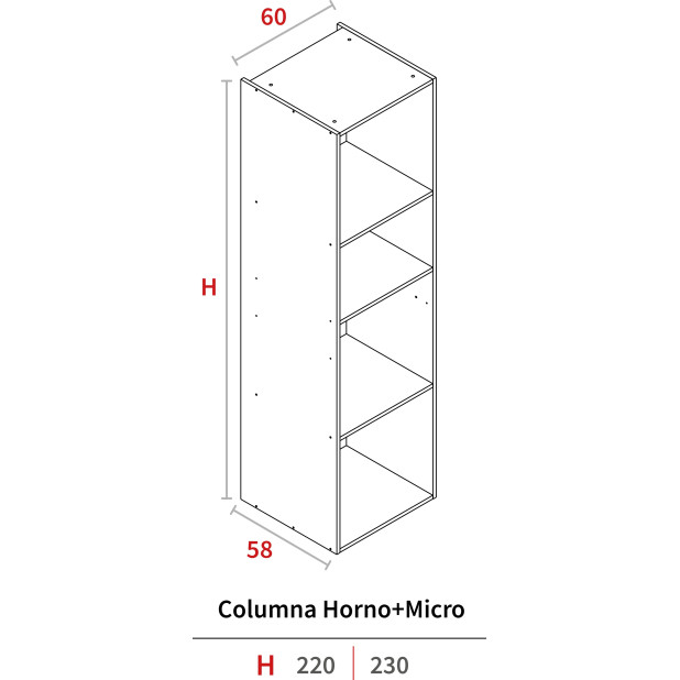 COLUM.HORNO-MICRO 2300x600x580 GRIS HIDR.