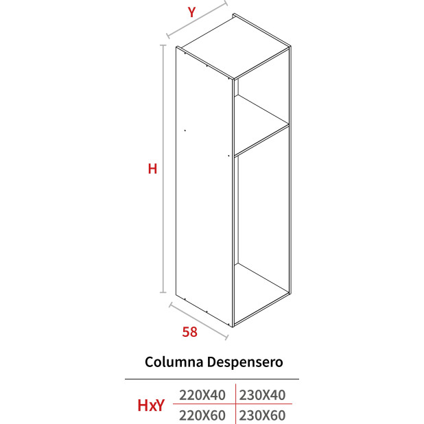 COLUM.DESPENSERO 2300x600x580 GRIS HIDR.