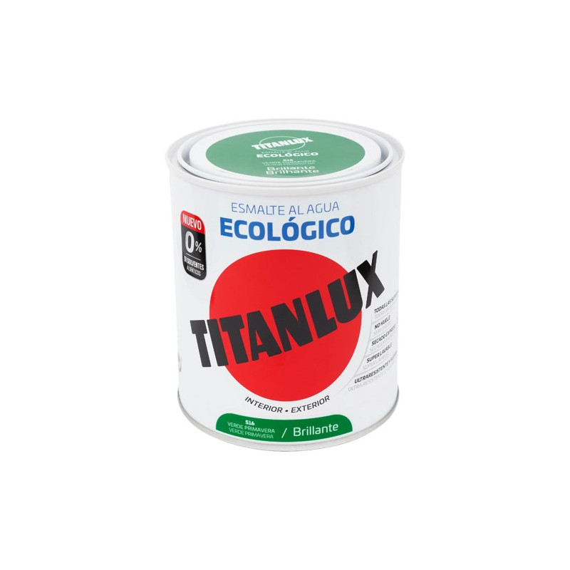 TITANLUX ESMALTE AL AGUA BRILLANTE VERDE PRIMAVERA 750ML