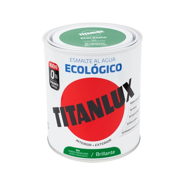 TITANLUX ESMALTE AL AGUA BRILLANTE VERDE PRIMAVERA 750ML