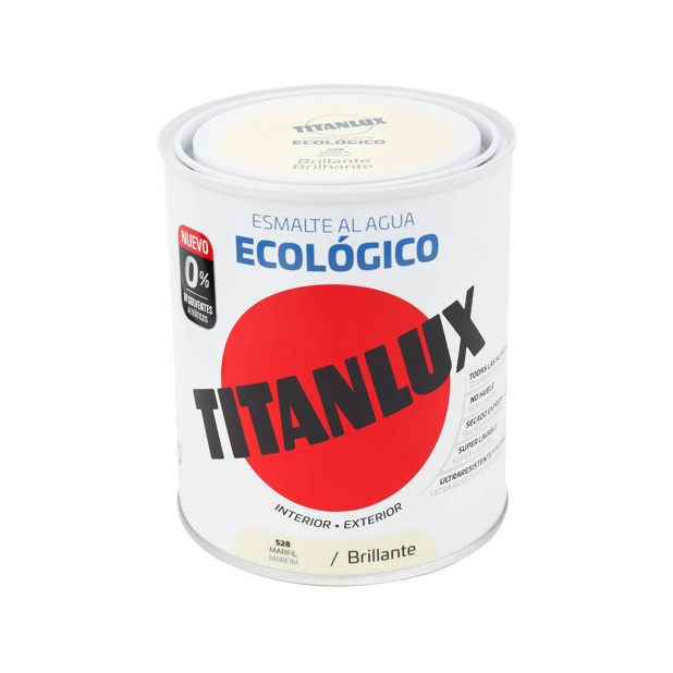 TITANLUX ESMALTE AL AGUA BRILLANTE MARFIL 750ML