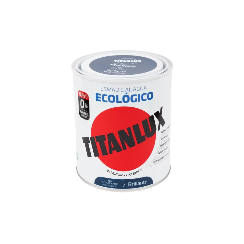 TITANLUX ESMALTE AL AGUA BRILLANTE AZUL OCEANO 750ML