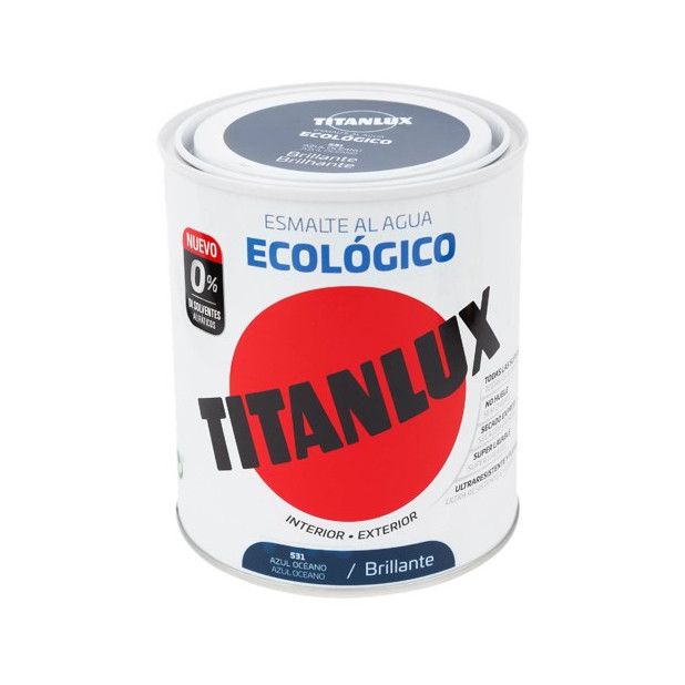 TITANLUX ESMALTE AL AGUA BRILLANTE AZUL OCEANO 750ML