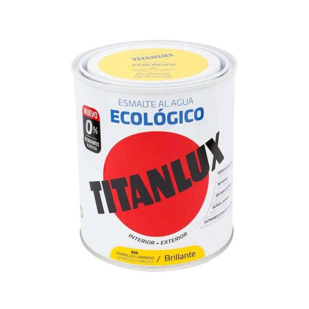 TITANLUX ESMALTE AL AGUA BRILLANTE AMARILLO LUM. 750ML