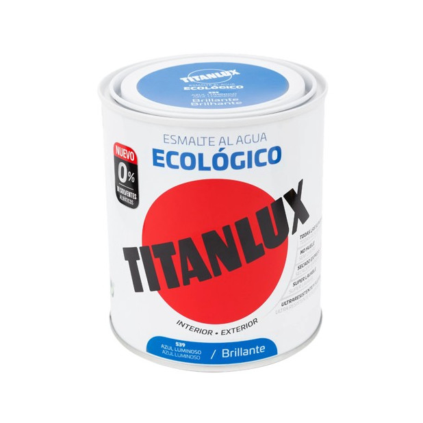 TITANLUX ESMALTE AL AGUA BRILLANTE AZUL LUMINIOSO 750ML