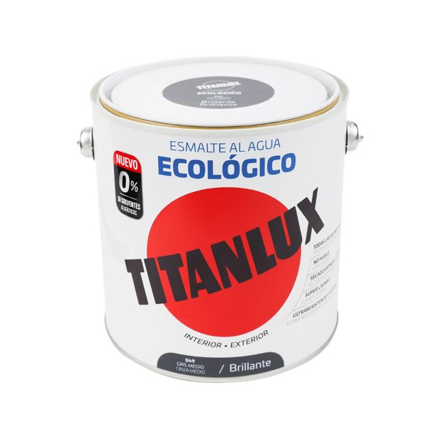 TITANLUX ESMALTE AL AGUA BRILLANTE GRIS MEDIO 2,5LTS