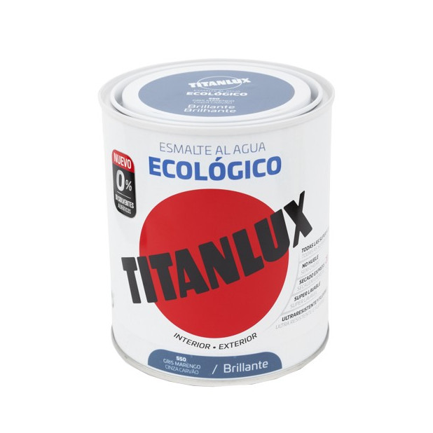 TITANLUX ESMALTE AL AGUA BRILLANTE GRIS MARENGO 750ML