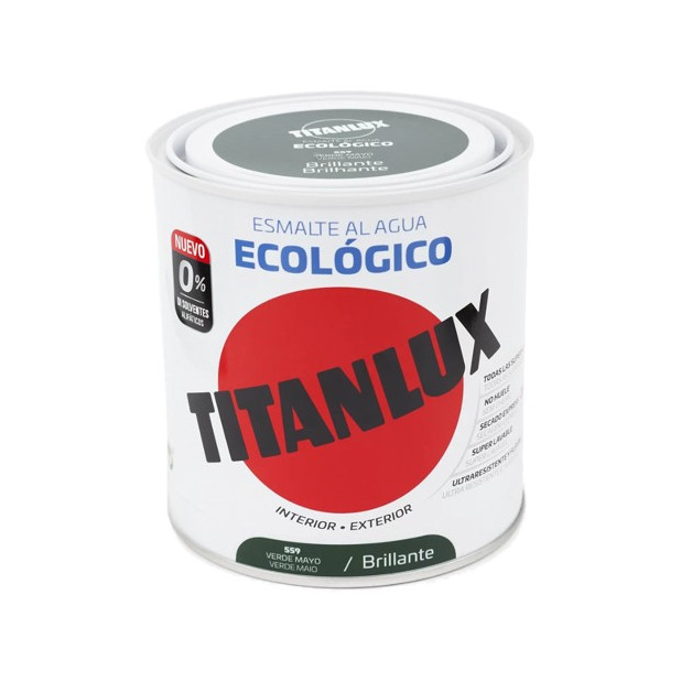 TITANLUX ESMALTE AL AGUA BRILLANTE VERDE MAYO 750ML
