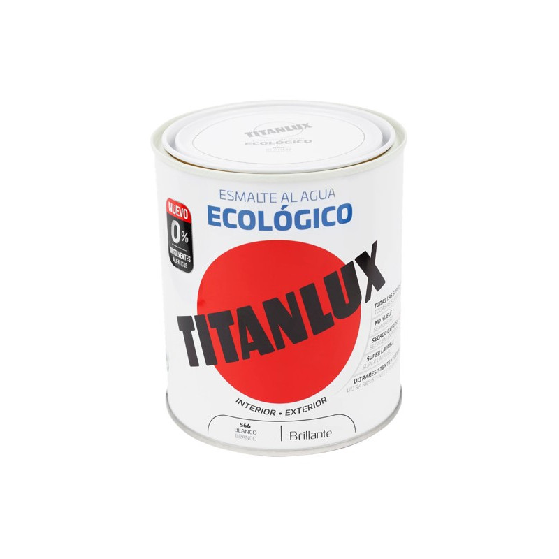 TITANLUX ESMALTE AL AGUA BRILLANTE BLANCO 250ML