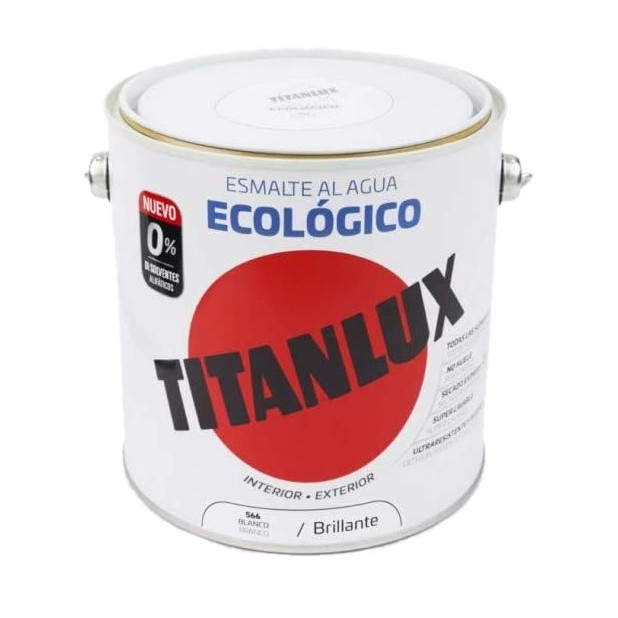 TITANLUX ESMALTE AL AGUA BRILLANTE BLANCO 2,5LTS