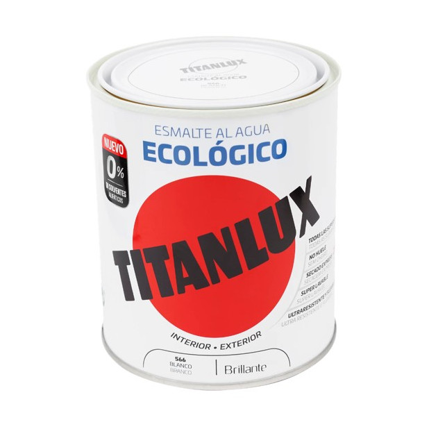 TITANLUX ESMALTE AL AGUA BRILLANTE BLANCO 750ML