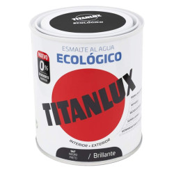 TITANLUX ESMALTE AL AGUA BRILLANTE NEGRO 250ML