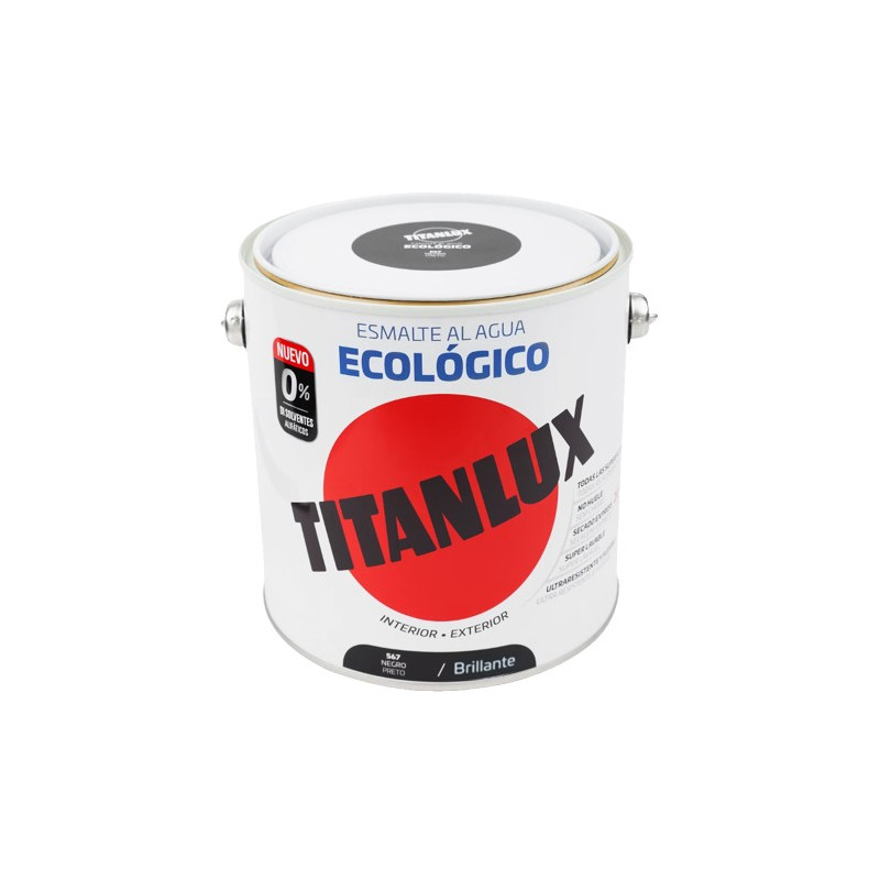 TITANLUX ESMALTE AL AGUA BRILLANTE NEGRO 2,5LTS