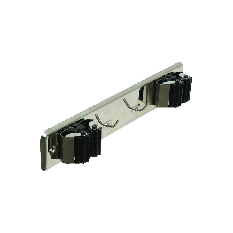 CUELGA ESCOBAS DOBLE CON RODILLOS INOX
