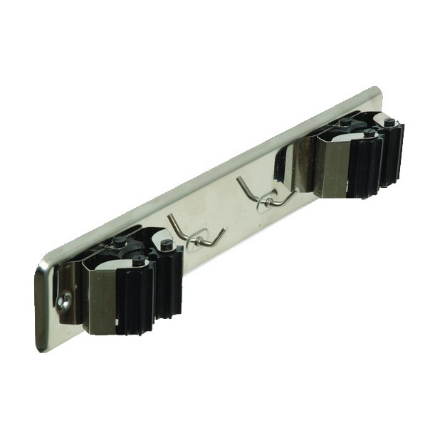 CUELGA ESCOBAS DOBLE CON RODILLOS INOX