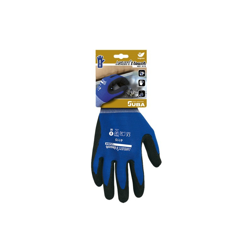 GUANTE AGILITY NYLON NITRILO AZUL/NEGRO T.7