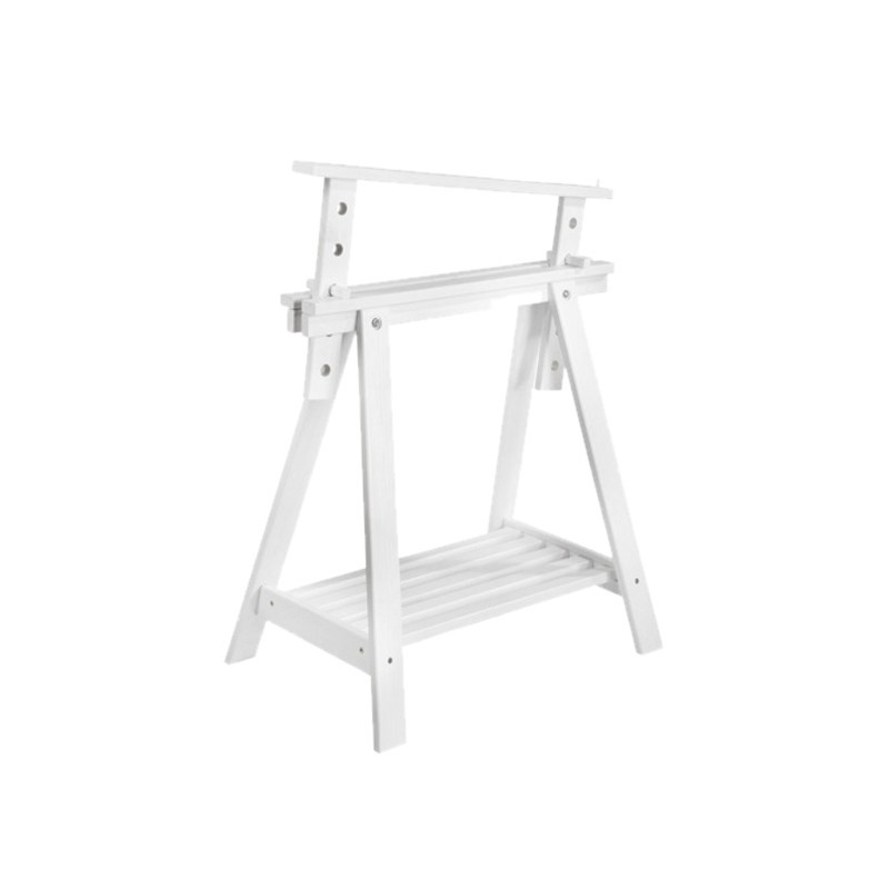 CABALLETE DECORATIVO PINO TEÑIDO BLANCO 70x70x44,5cm.