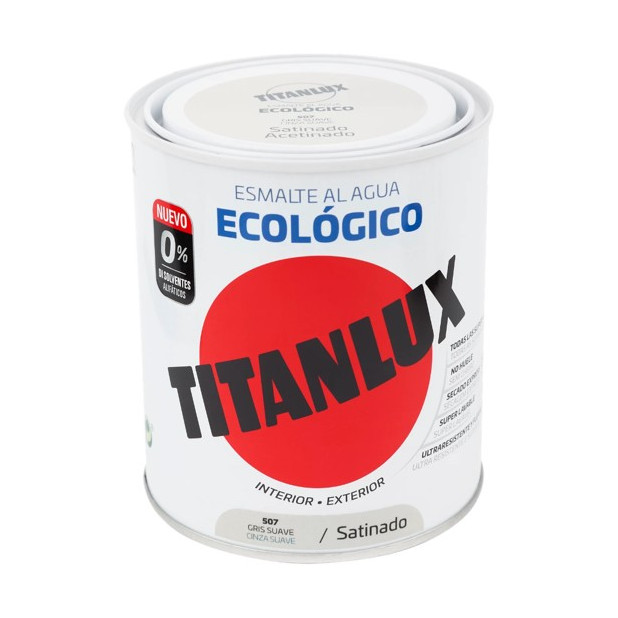 TITANLUX ESMALTE AL AGUA SATINADO GRIS SUAVE 750ML
