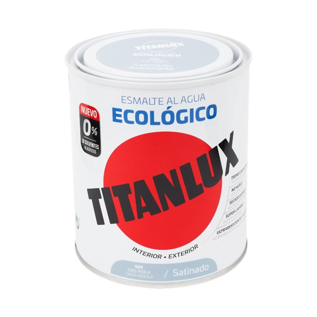 TITANLUX ESMALTE AL AGUA SATINADO GRIS PERLA 750ML