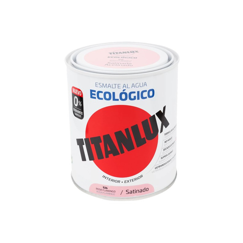 TITANLUX ESMALTE AL AGUA SATINADO ROSA FLAMINGO 750ML