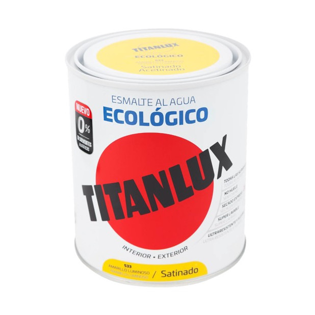 TITANLUX ESMALTE AL AGUA SATINADO AMAR. LUMINOSO 750ML