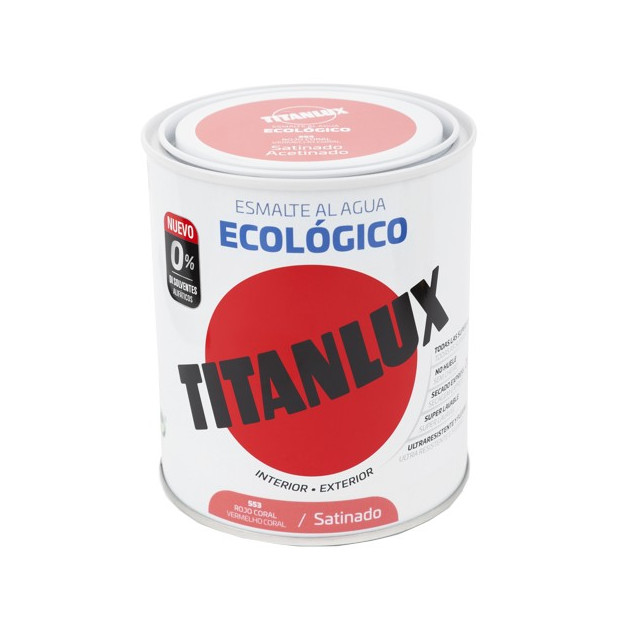 TITANLUX ESMALTE AL AGUA SATINADO ROJO CORAL 750ML