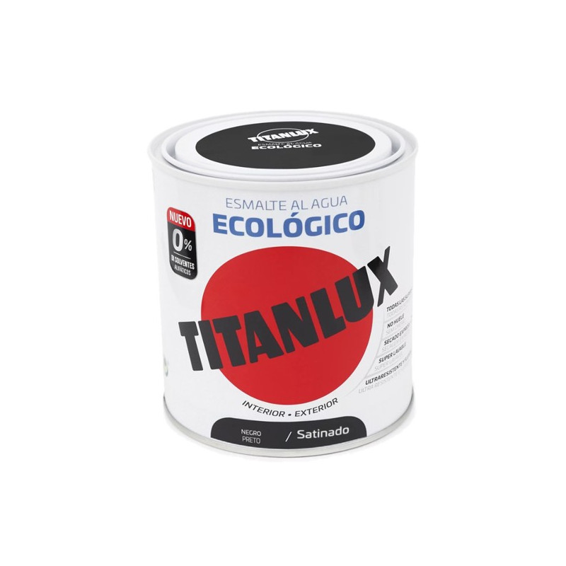 TITANLUX ESMALTE AL AGUA SATINADO NEGRO 250ML
