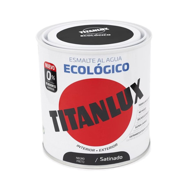 TITANLUX ESMALTE AL AGUA SATINADO NEGRO 250ML