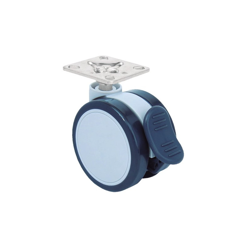 RUEDA BAILEY 65MM PLACA 47x47 CON FRENO GRIS