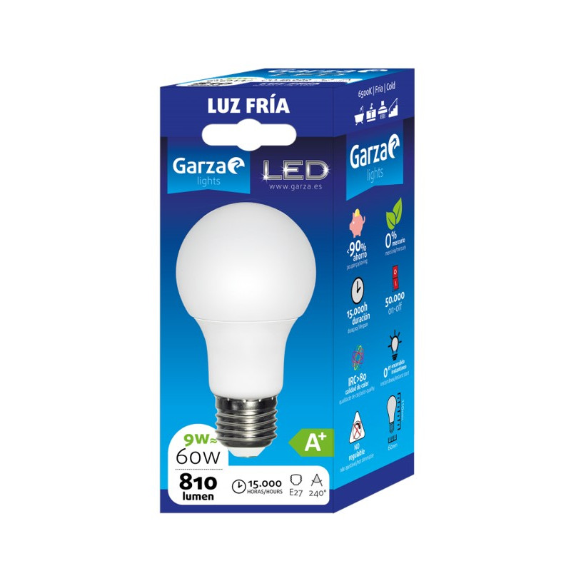 LAMPARA LED STD 9W E27 240º 810LM 65K