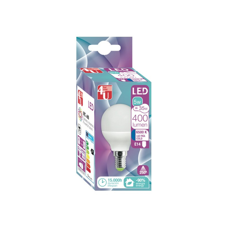 LAMPARA LED ESF. 6W E14 220º 470LM 65K FRIA
