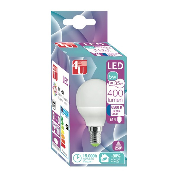 LAMPARA LED ESF. 6W E14 220º 470LM 65K FRIA