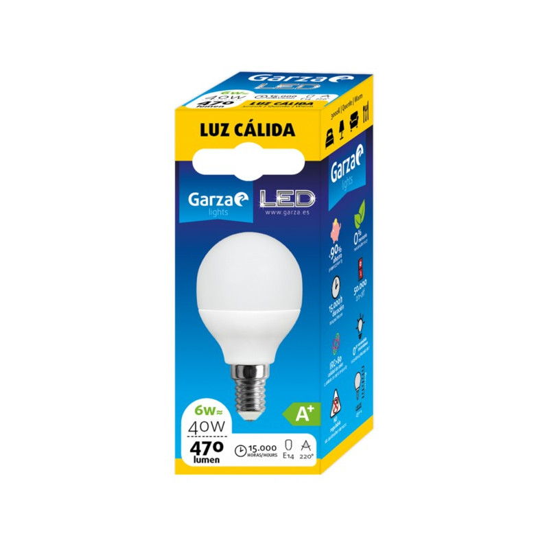 LAMPARA LED ESF. 6W E27 220º 470LM 30K CALIDA