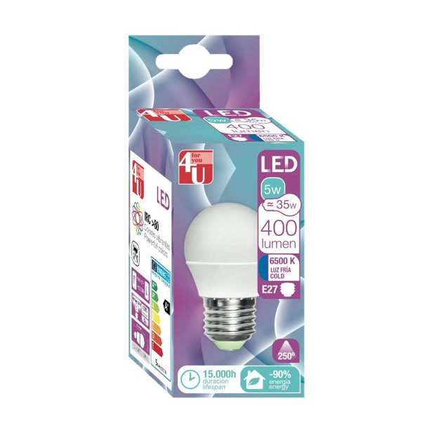 LAMPARA LED ESF. 6W E27 220º 470LM 65K FRIA