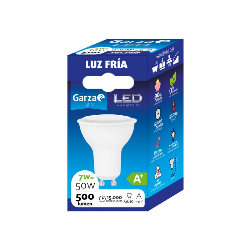 LAMPARA LED GU10 6W 110º 500LM 50K