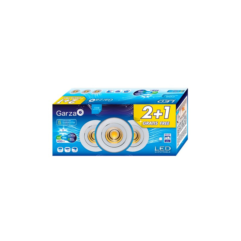 LAMPARA LED EMP. COB 5W 60º 400LM 40K BL (2+1)