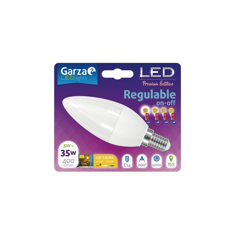 LAMPARA LED VELA ON/OFF 5W E14 400LM 3000K