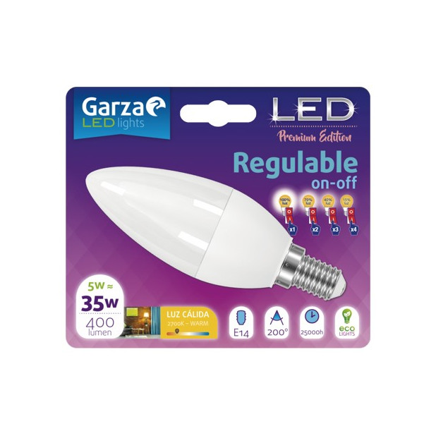 LAMPARA LED VELA ON/OFF 5W E14 400LM 3000K