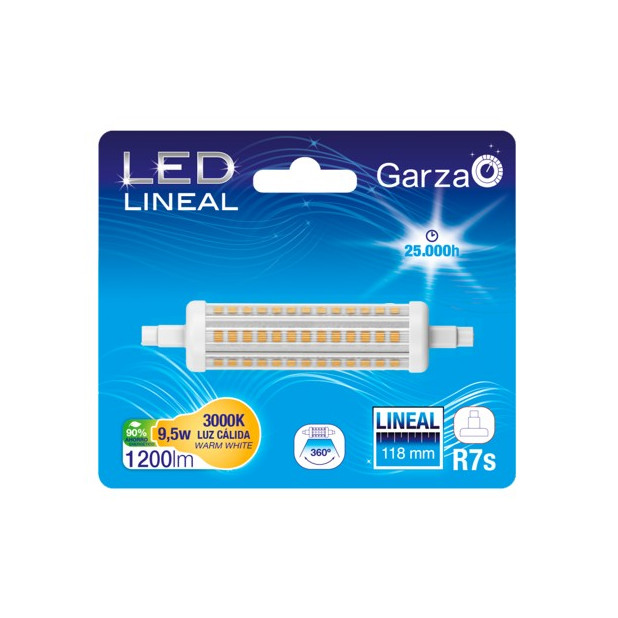 LAMPARA LED R7S 9,5W 360º 118MM 1200LM 3000K