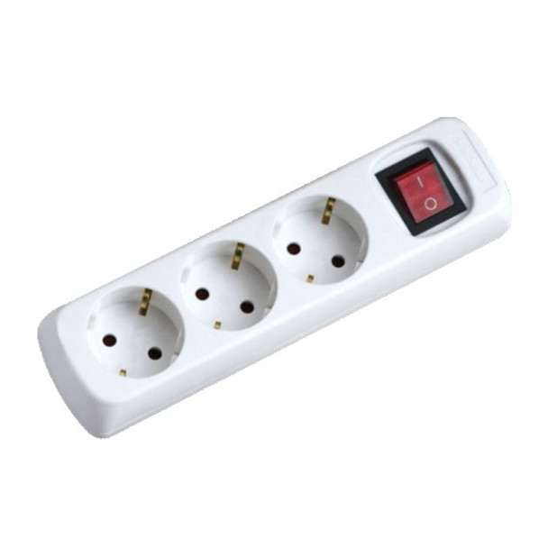 BASE 3 TOMAS SIN CABLE C/INT.BLANCO