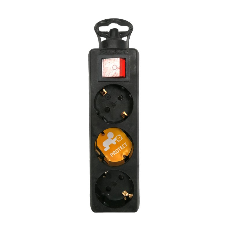 BASE 3 TOMAS SIN CABLE C/INT. NEGRO