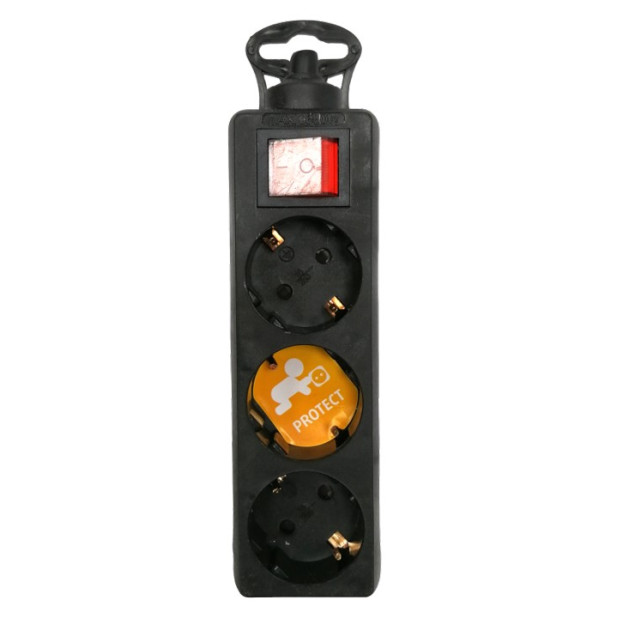 BASE 3 TOMAS SIN CABLE C/INT. NEGRO