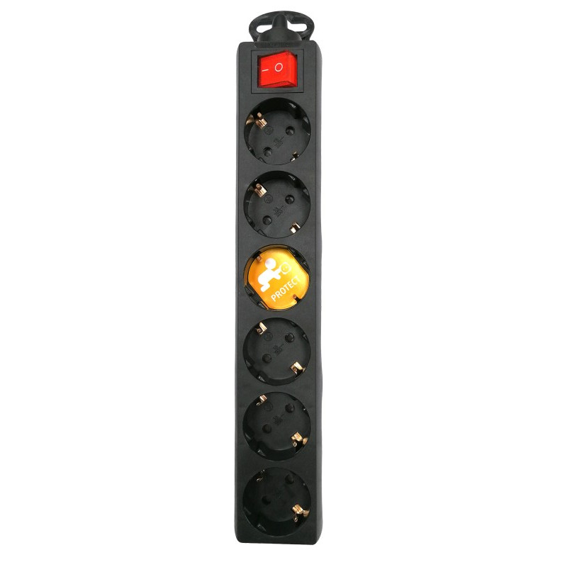 BASE 6 TOMAS SIN CABLE C/INT. NEGRO