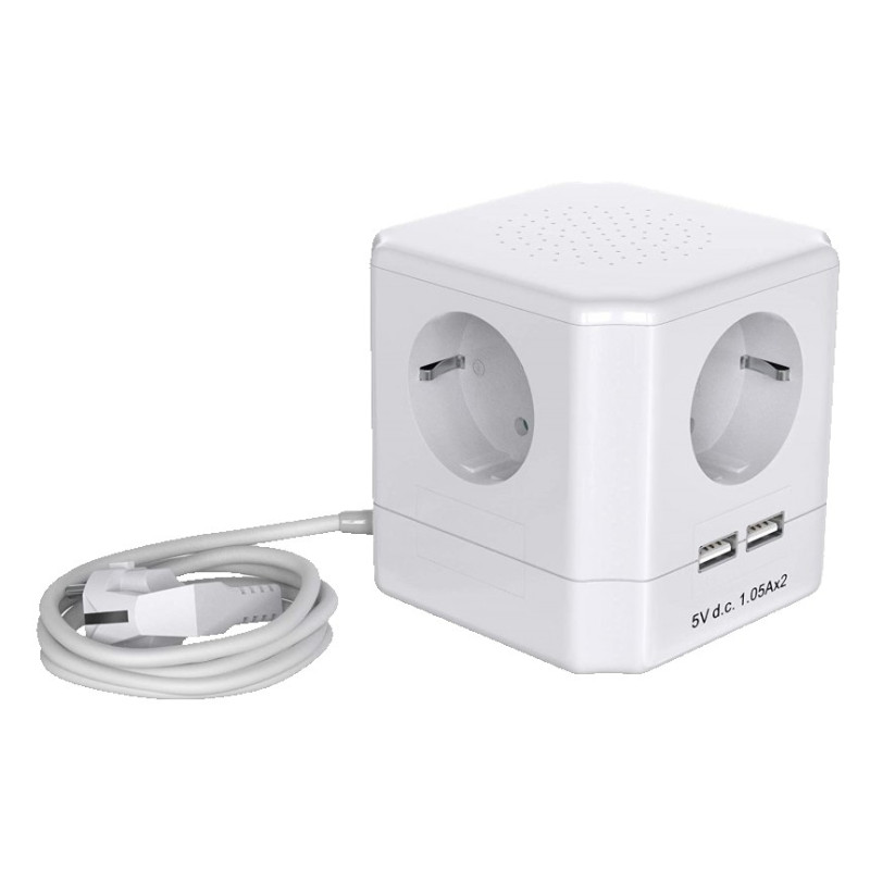 BASE 4 TOMAS CUBO+2USB 1,5mmx1,5mts C/INT