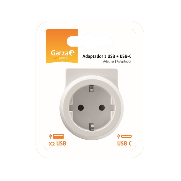 ADAPTADOR SCHUKO 2USB+1USB C